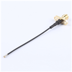 转接线 双孔法兰SMA母头转四代IPEX RG1.13黑线——KH-FL2SMAK-IPEX4-RG1.13-B70